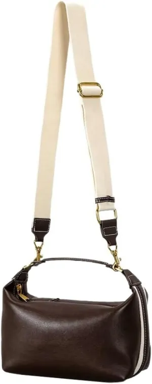 PU Leather Crossbody Bags Stylish Satchel Shoulder Bag for Work Handbags Hobo Clutch Purses with Adjustable Canvas Strap