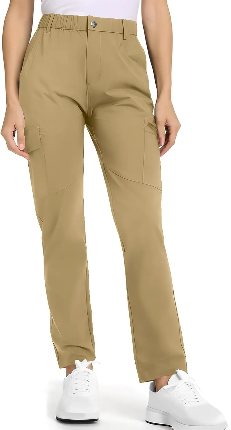 Quick Dry Cargo Pants for Women Lightweight Tactical Hiking Pants with Pockets Elastic Waist Tactical Trouser Bottoms