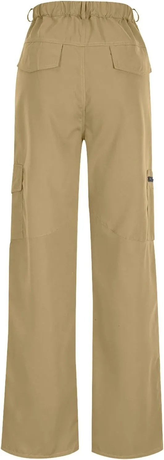 Quick Dry Cargo Pants for Women Lightweight Tactical Hiking Pants with Pockets Elastic Waist Tactical Trouser Bottoms