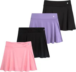 RBX Skorts for Girls - 4 Pack Pleated Athletic Tennis Skirts with Built-in Bike Shorts - Golf Outfits, School Uniform (7-16)