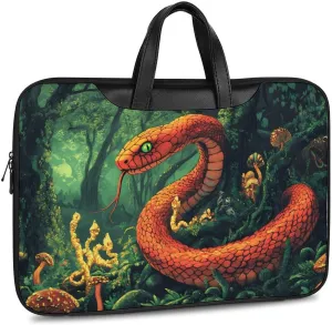 Red Snake Demonic Serpent Leather Bag Laptop Case Slim Water Resistant Computer Bags with Handle Briefcase for Work