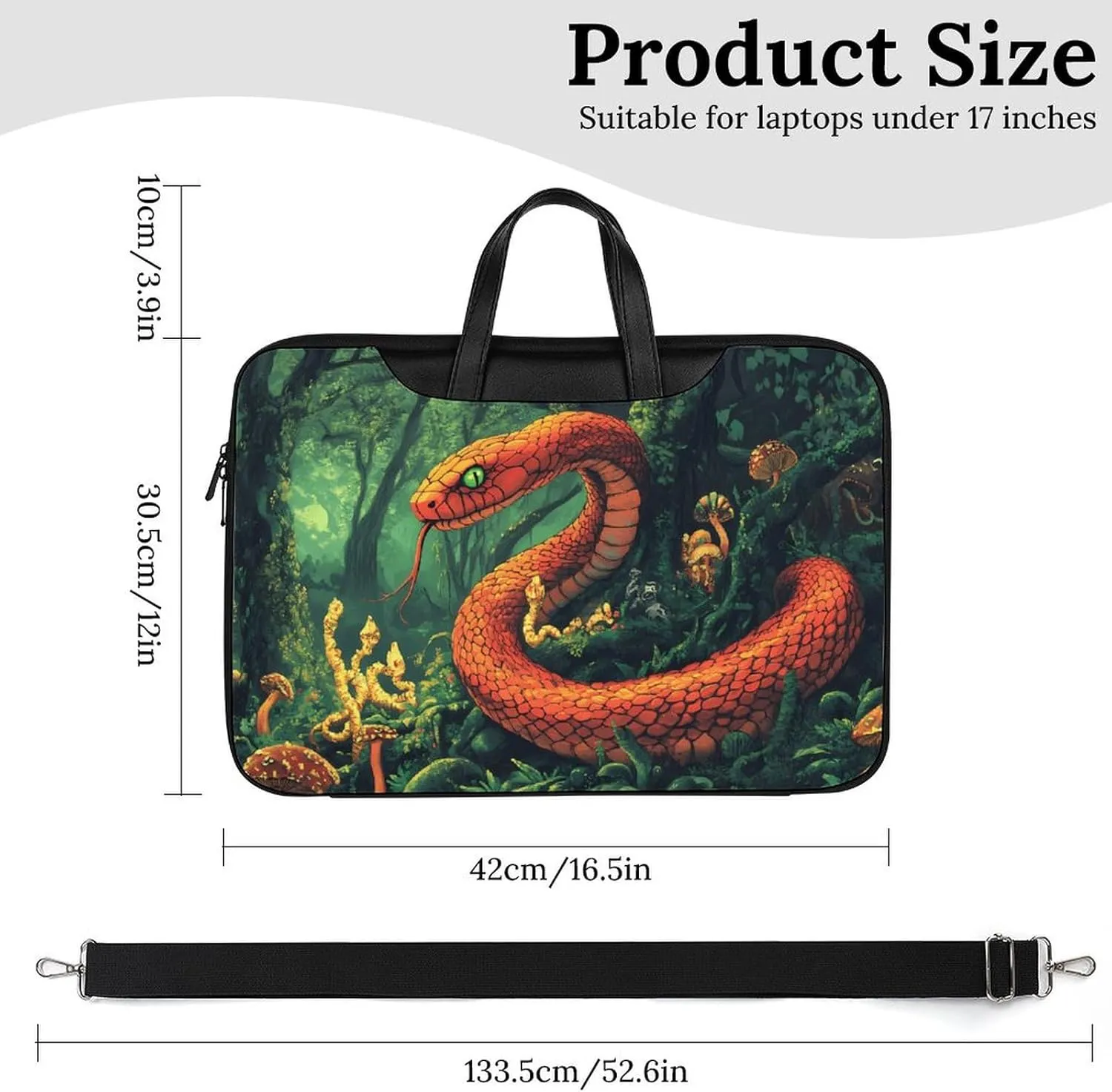 Red Snake Demonic Serpent Leather Bag Laptop Case Slim Water Resistant Computer Bags with Handle Briefcase for Work