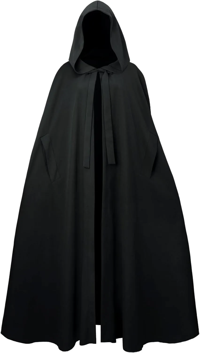 Renaissance Hooded Medieval Cloak Victorian Wizard Witch Cosplay Hobbit Cape for Women Halloween Costume