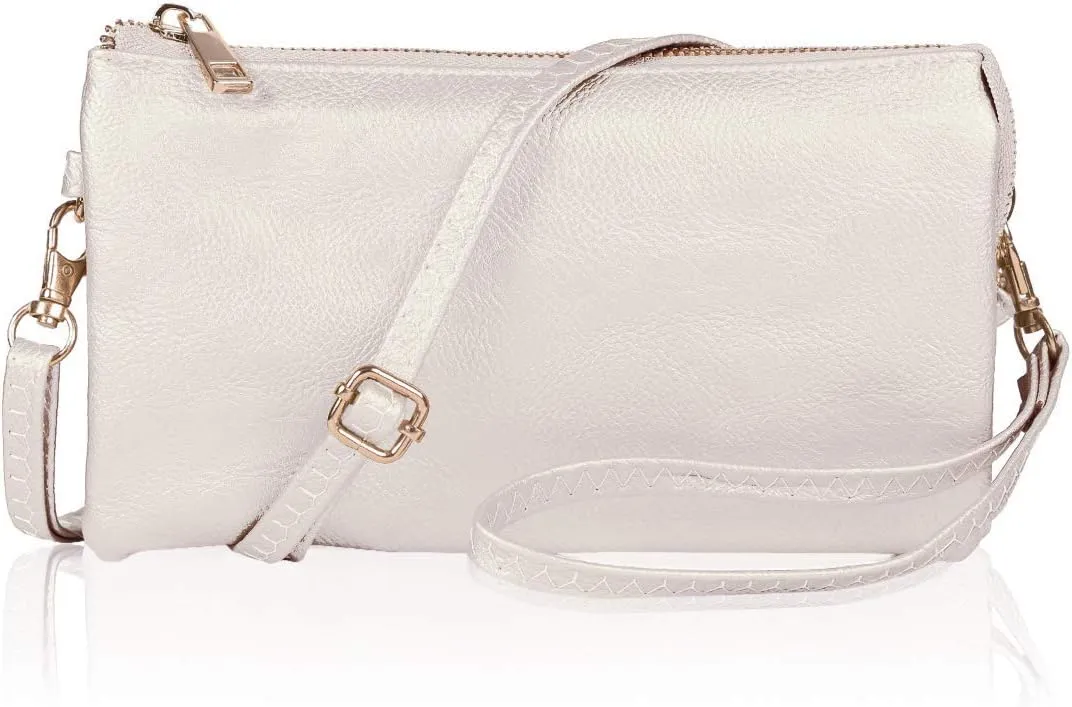 RIAH FASHION Convertible Vegan Leather Wallet Purse Clutch - Small Handbag Phone/Card Slots & Detachable Wristlet/Crossbody