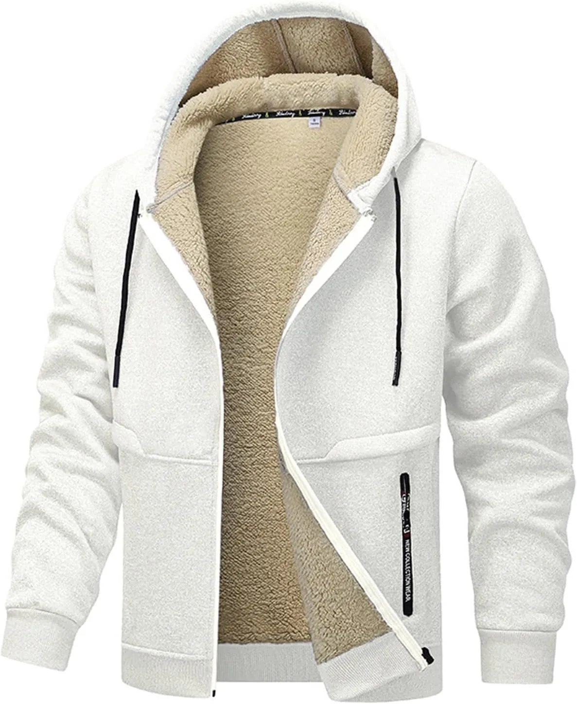 RTRDE Mens Work Jacket Zip Up Sweatshirts Heavyweight Winter Fleece Sherpa Lined Warm Hoodie Jackets Coats Jacket, S-3XL