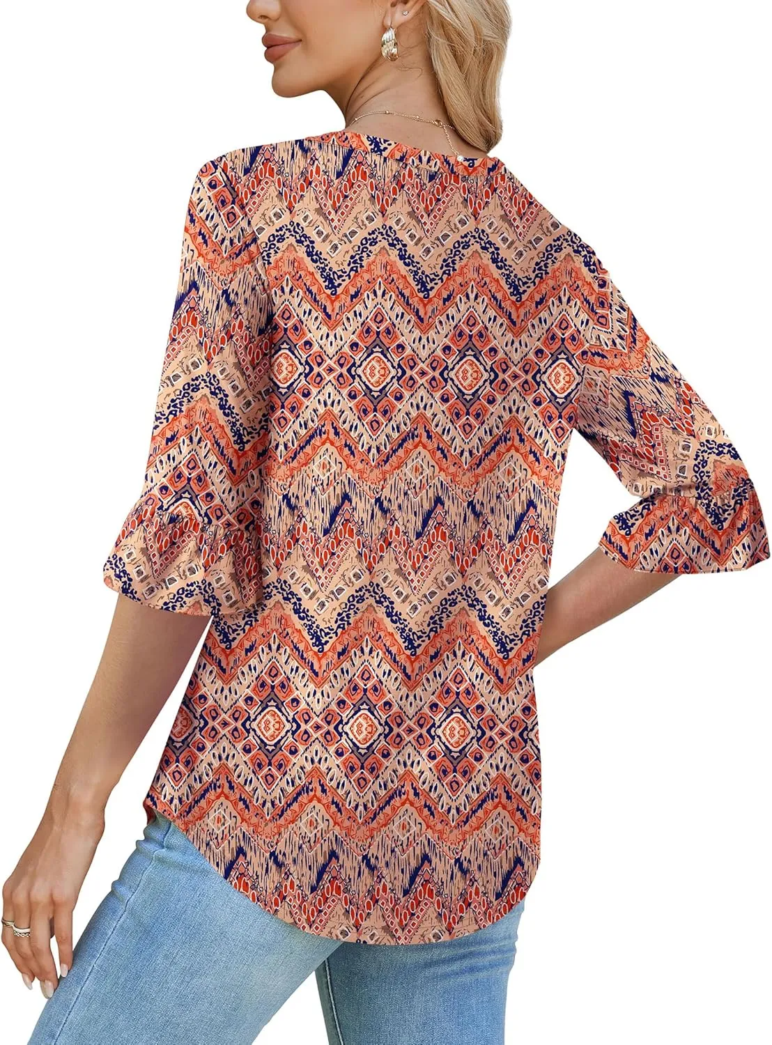 SAMPEEL 3/4 Length Sleeves Womens Tops Blouses for Women Dressy Casual Tops Trendy Summer Shirts Spring Clothes 2025