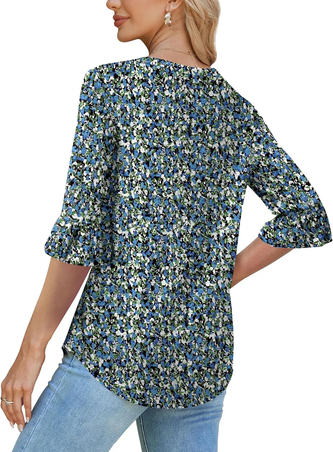 SAMPEEL 3/4 Length Sleeves Womens Tops Blouses for Women Dressy Casual Tops Trendy Summer Shirts Spring Clothes 2025