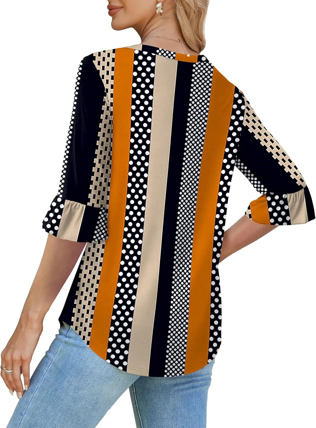 SAMPEEL 3/4 Length Sleeves Womens Tops Blouses for Women Dressy Casual Tops Trendy Summer Shirts Spring Clothes 2025