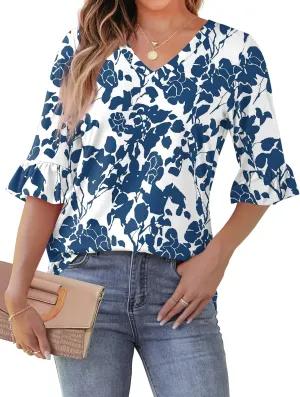SAMPEEL 3/4 Length Sleeves Womens Tops Blouses for Women Dressy Casual Tops Trendy Summer Shirts Spring Clothes 2025