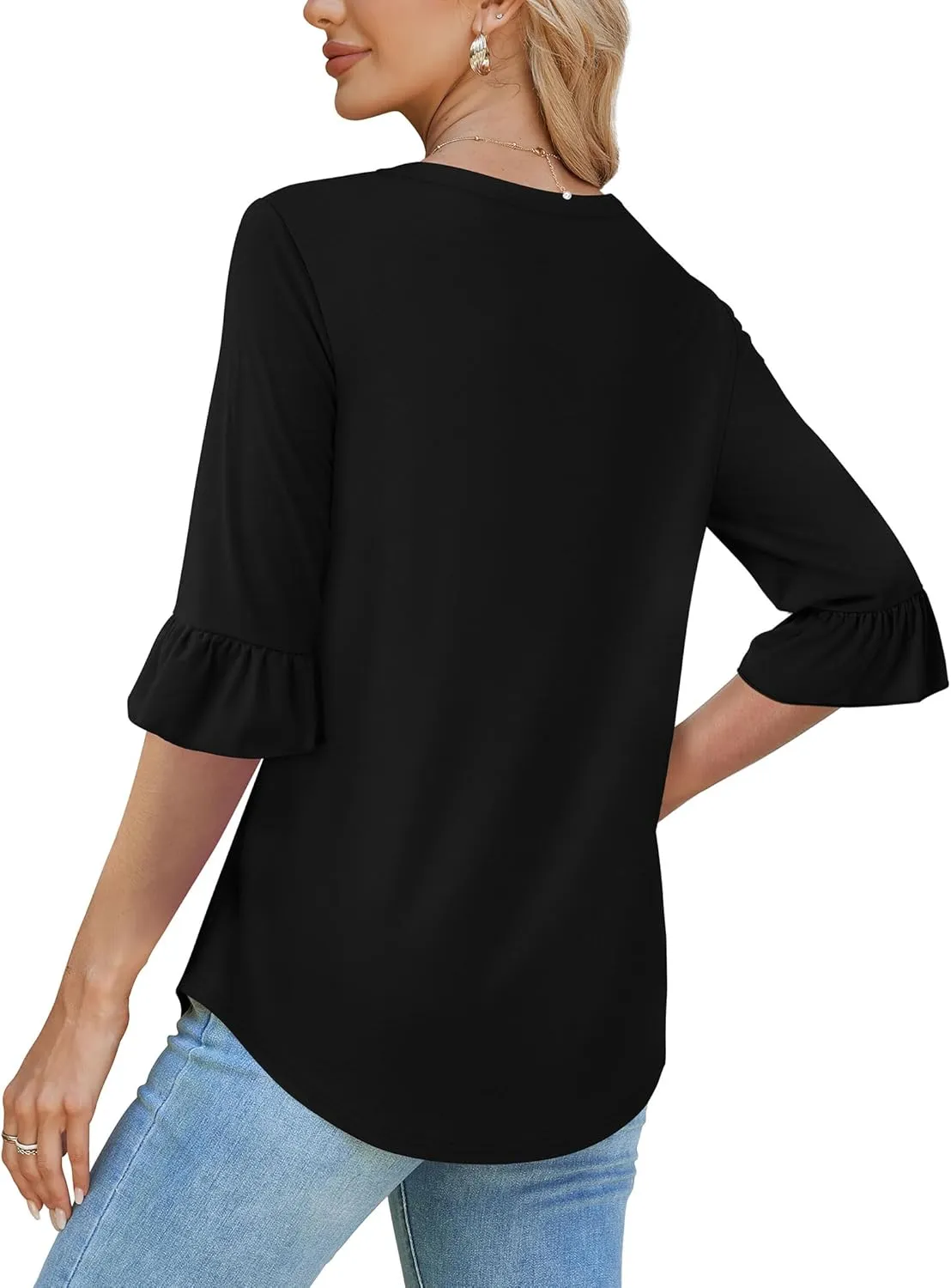 SAMPEEL 3/4 Length Sleeves Womens Tops Blouses for Women Dressy Casual Tops Trendy Summer Shirts Spring Clothes 2025