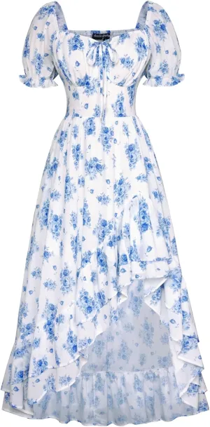 Scarlet Darkness Cottagecore Corset Dress Flowy Chiffon Floral Dresses for Women