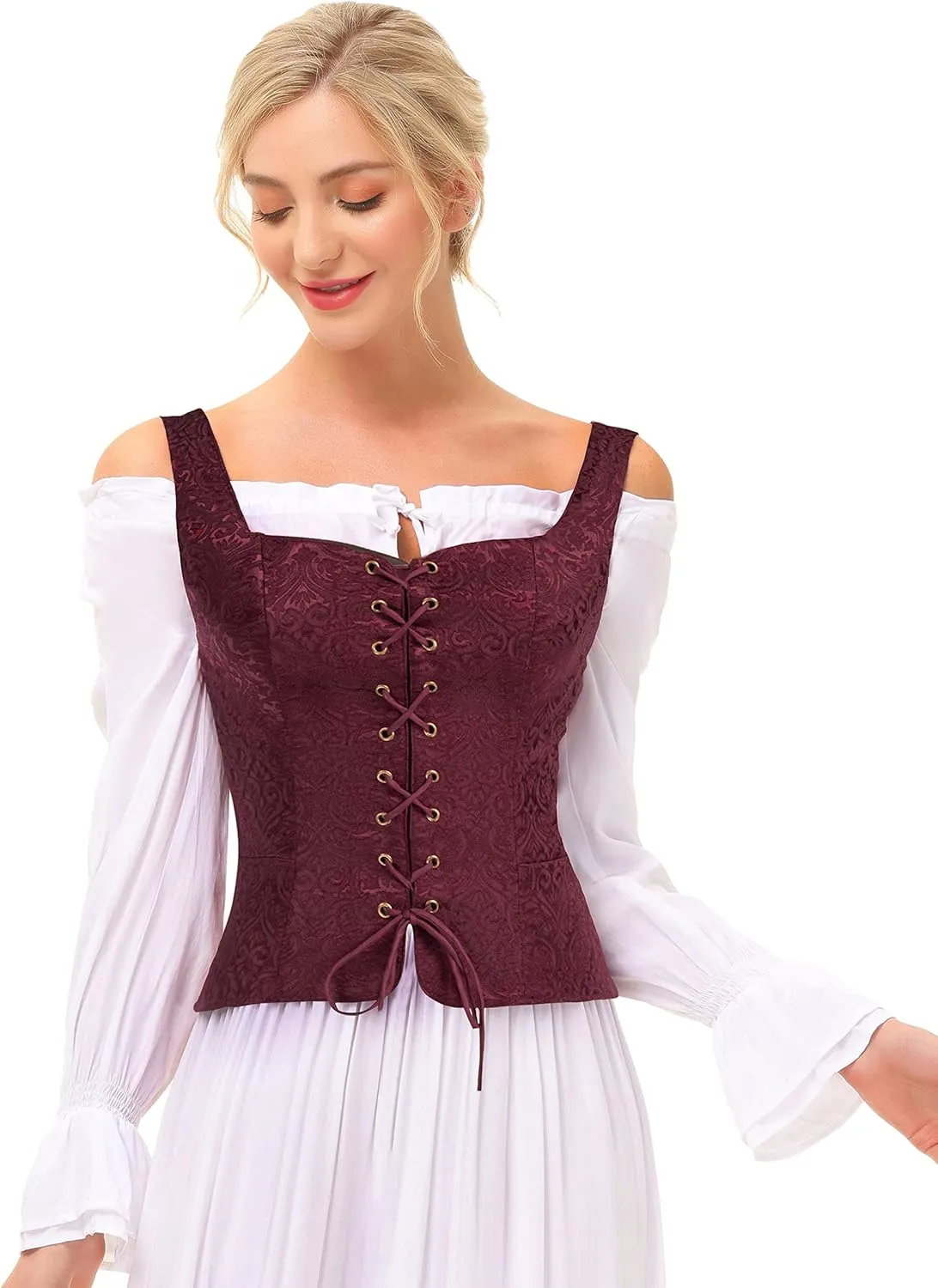 Scarlet Darkness Women's Pirate Renaissance Vest Cosplay Costume Peasant Bodice