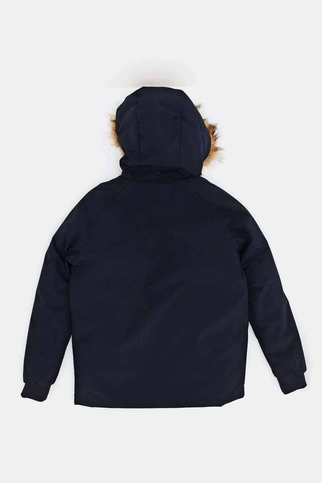 Senior Boys Navy Zip Thru Fur Jacket