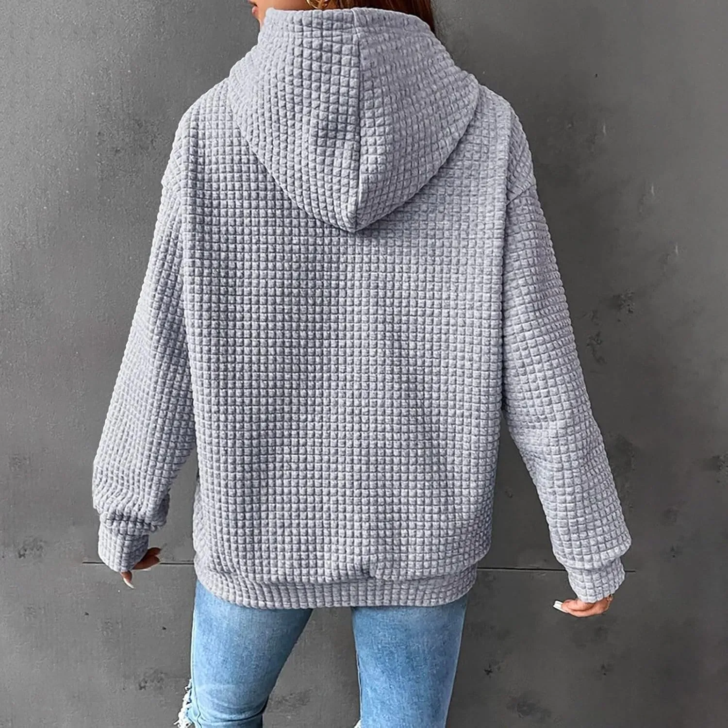 SHAOBGE Women Waffle Knit Cute Hoodies Drawstring Pullover Sweatshirts Fashion Casual Sweaters Comfy Fall Clothes Outfits