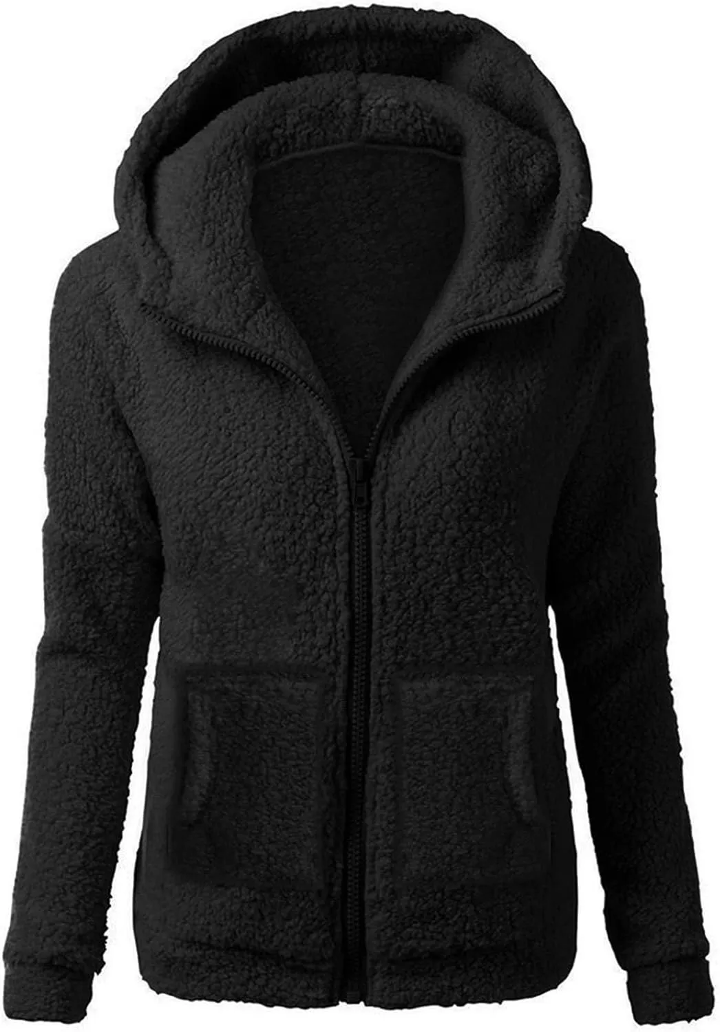 Sherpa Jacket Women Lightweight Fleece Zip Up Hoodie Jackets Casual Cozy Soft Fluffy Fuzzy Sweater Coats with Pockets