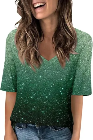 Shirts for Women Summer Spring Tops Short Sleeve V Neck T Shirts Basic Casual Blouses Clothes 2025 Trendy