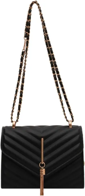 Shoulder Bag for Women PU Leather Crossbody Bag with Chain Strap Clutch Purse Evening Bag for Work Travel (Orange)