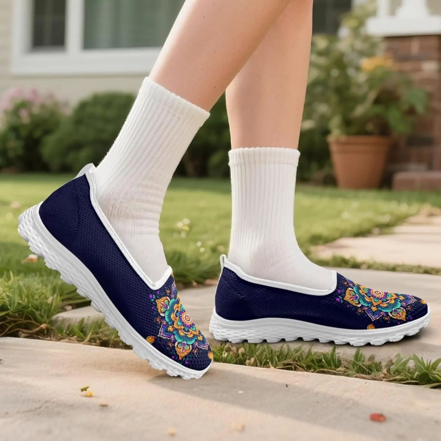 Slip On Shoes Women Ladies Loafers Walking Shoes Women Trainers Athletic Sneakers with Mesh Fabric