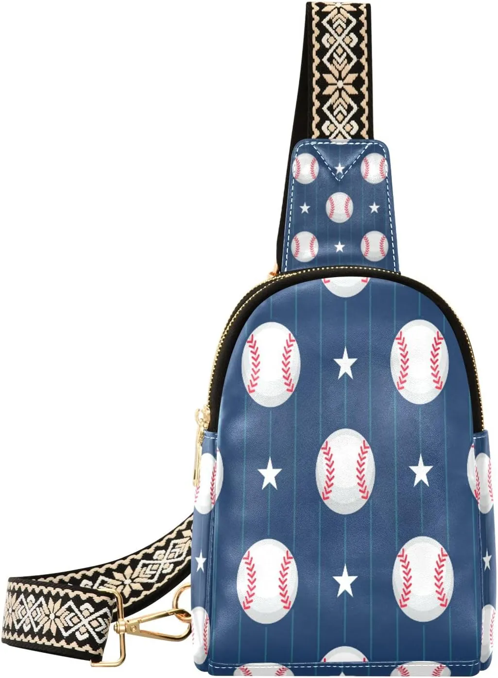 Small Sling Bag Waist Packs Leather Crossbody Packs Chest Bag Star Baseball for Women Travel Belt Purse