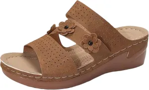 Smoneyful Womens Dressy Wedge Sandals Comfortable Summer Platform Casual Orthopedic Adjustable Hook Loop Walking