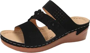 Smoneyful Womens Dressy Wedge Sandals Comfortable Summer Platform Casual Orthopedic Adjustable Hook Loop Walking