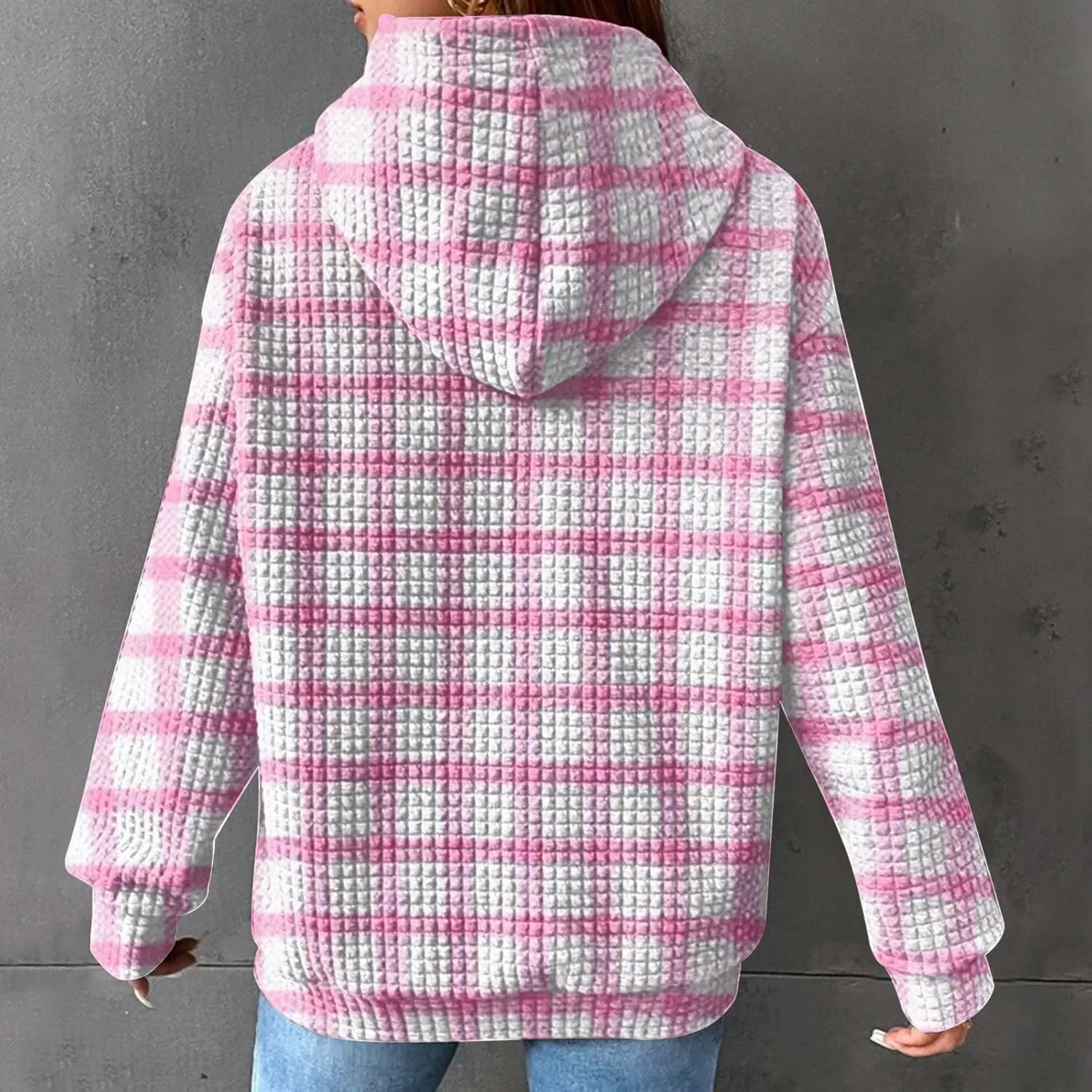 Soft Sweatshirts For Women Graphic Waffle Oversized Hoodies Casual Cute Drawstring Pullover Top Trendy Preppy Clothes