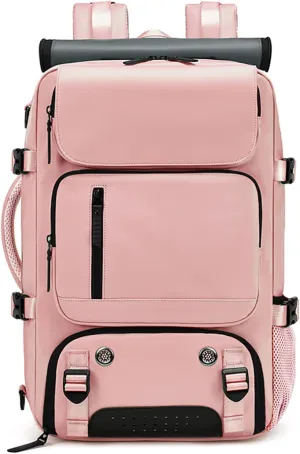 Somago Travel Laptop Backpack for Men & Women Carry On Backpack with USB Charging Port Fits 16.5 inch Notebook Rucksack (Pink)
