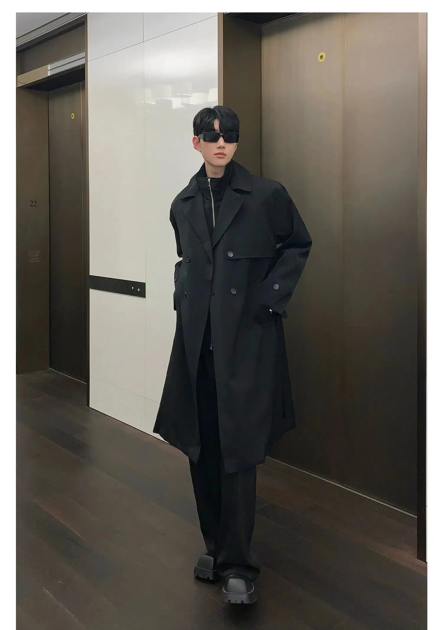 Spliced Stand Collar Two-piece Trench Coat