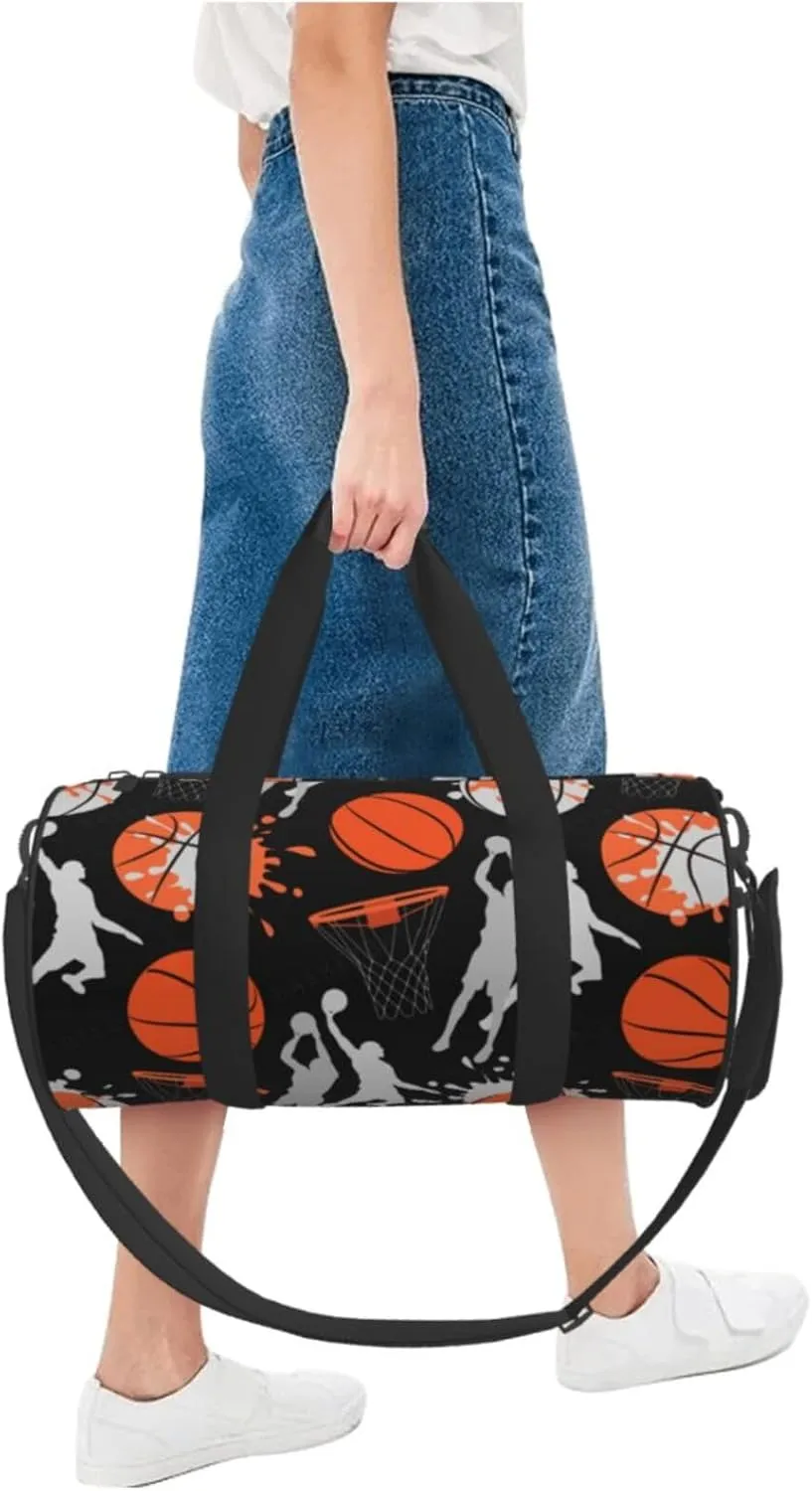 Sport Basketball Pattern Sports Gym Bag Travel Duffel Bag Shoes Compartment For Men Women Foldable Lightweight Yoga Gym Sports Bag