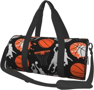 Sport Basketball Pattern Sports Gym Bag Travel Duffel Bag Shoes Compartment For Men Women Foldable Lightweight Yoga Gym Sports Bag