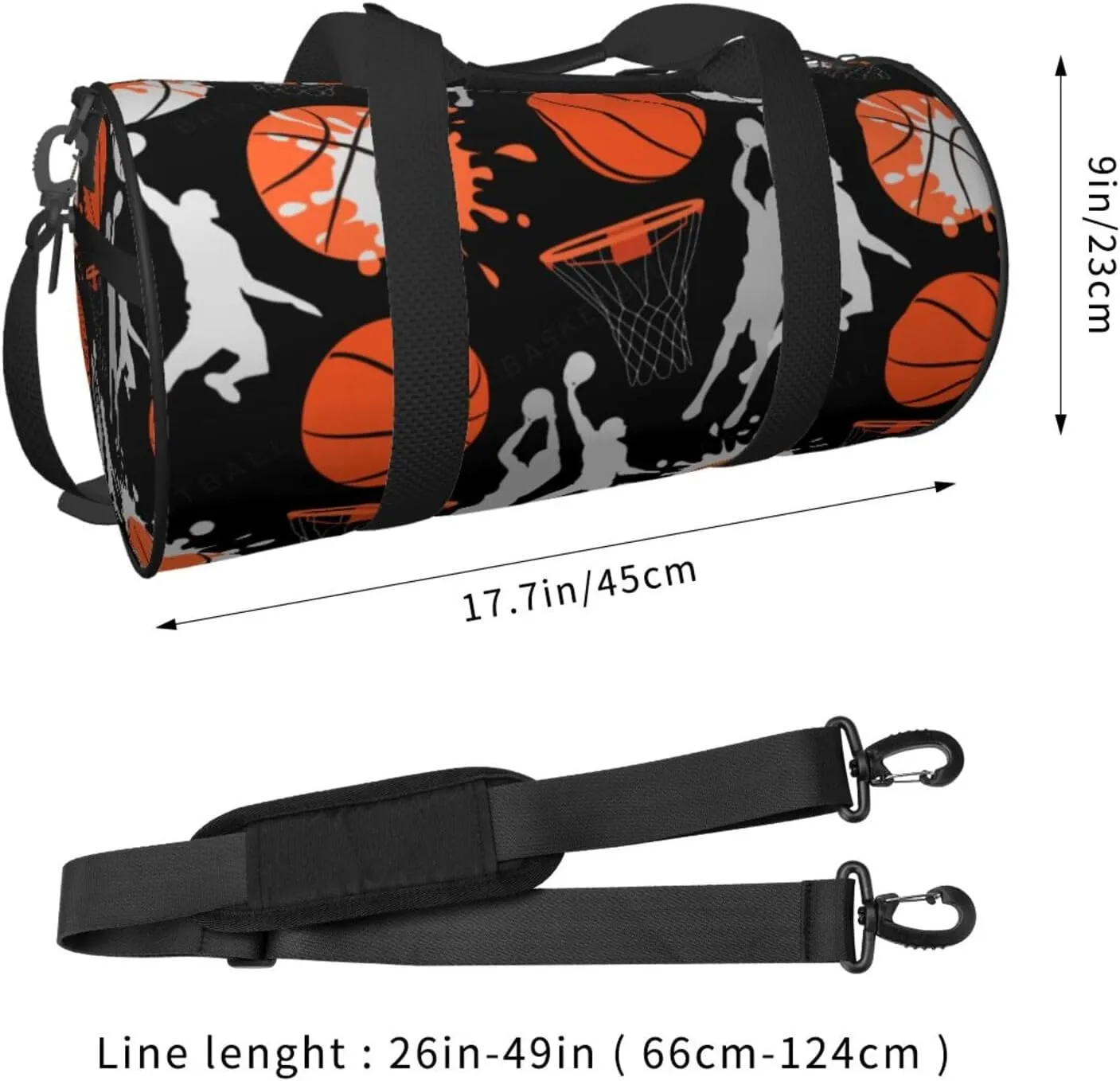 Sport Basketball Pattern Sports Gym Bag Travel Duffel Bag Shoes Compartment For Men Women Foldable Lightweight Yoga Gym Sports Bag