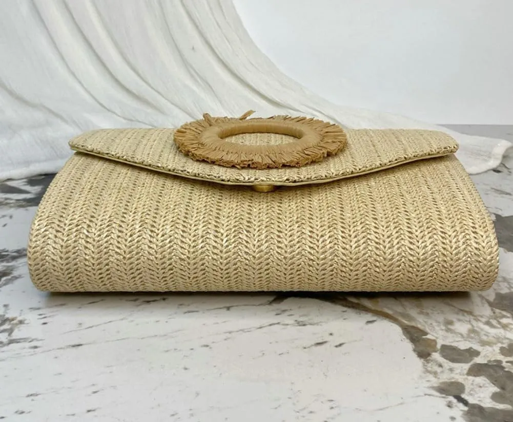 Straw Clutch Purse for Women Envelope Evening Handbag Stylish Woven Crossbody Bag Beach Floral Hobo Purse for Party Wedding