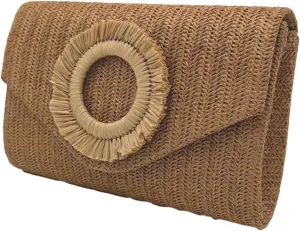 Straw Clutch Purse for Women Envelope Evening Handbag Stylish Woven Crossbody Bag Beach Floral Hobo Purse for Party Wedding
