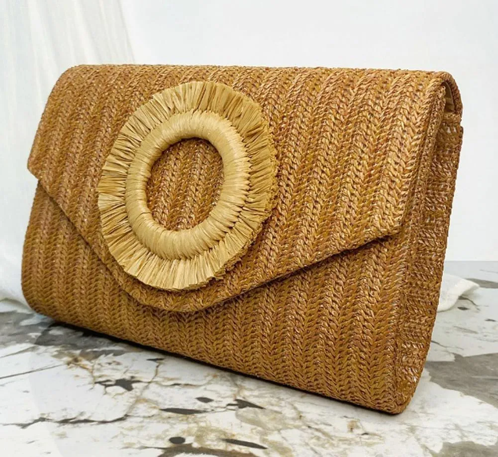 Straw Clutch Purse for Women Envelope Evening Handbag Stylish Woven Crossbody Bag Beach Floral Hobo Purse for Party Wedding