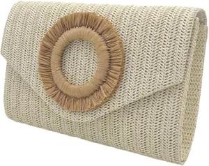 Straw Clutch Purse for Women Envelope Evening Handbag Stylish Woven Crossbody Bag Beach Floral Hobo Purse for Party Wedding
