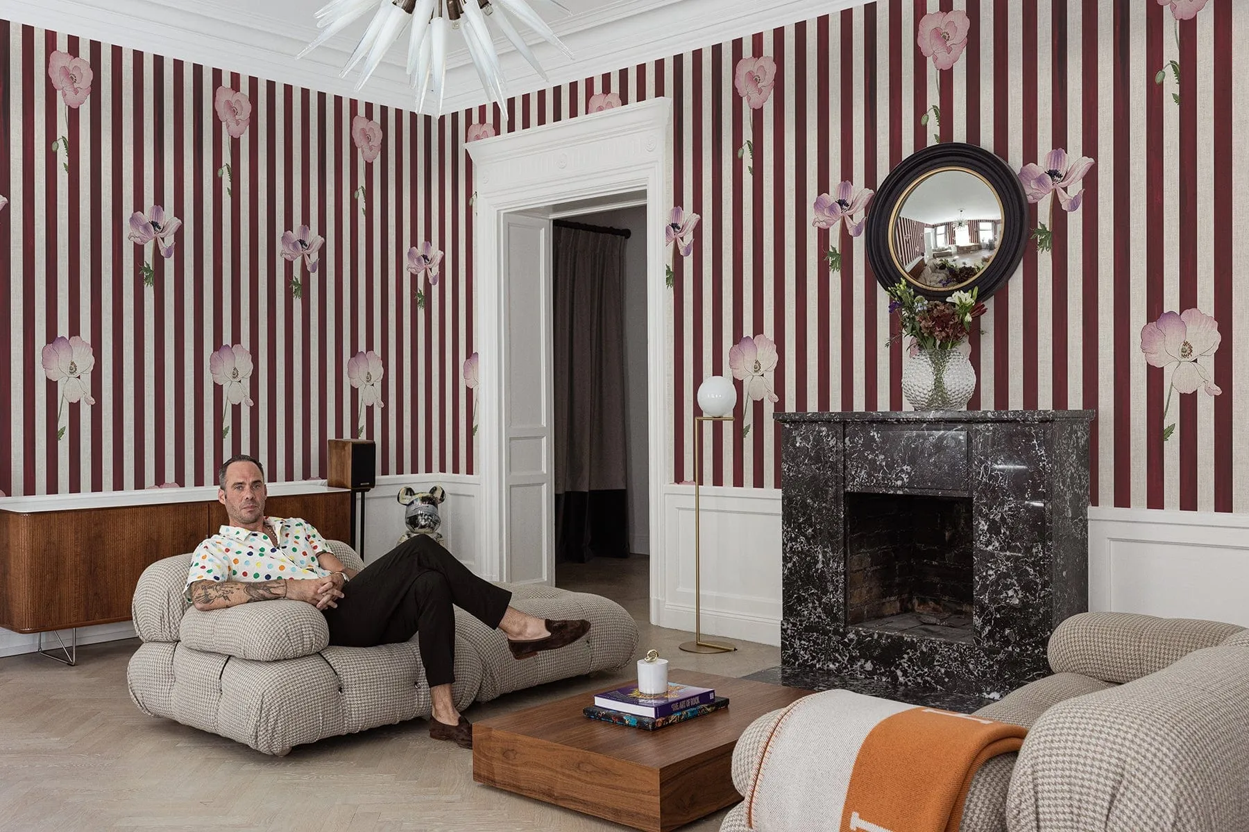 Stripe Meadow Burgundy