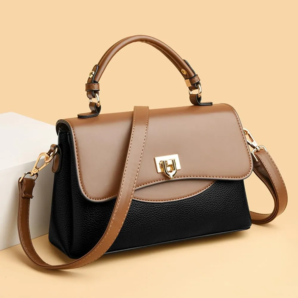 Stylish White Leather Satchel Handbag for Women - Top Handle Purse & Crossbody Bag - Fashionable Small Tote & Shoulder Bag