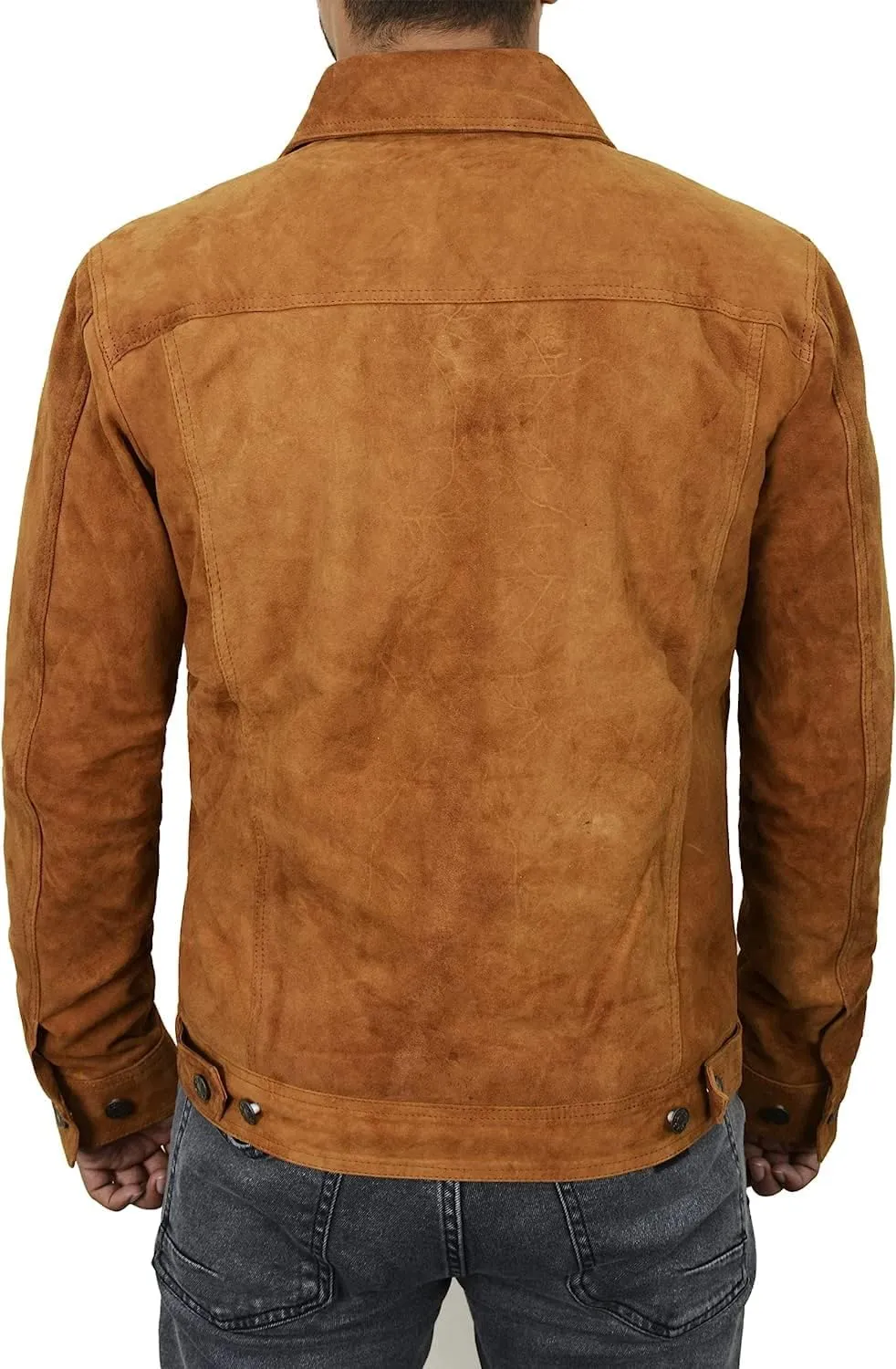 Suede Trucker Jacket Mens - Western Style Cowboy Leather Coat