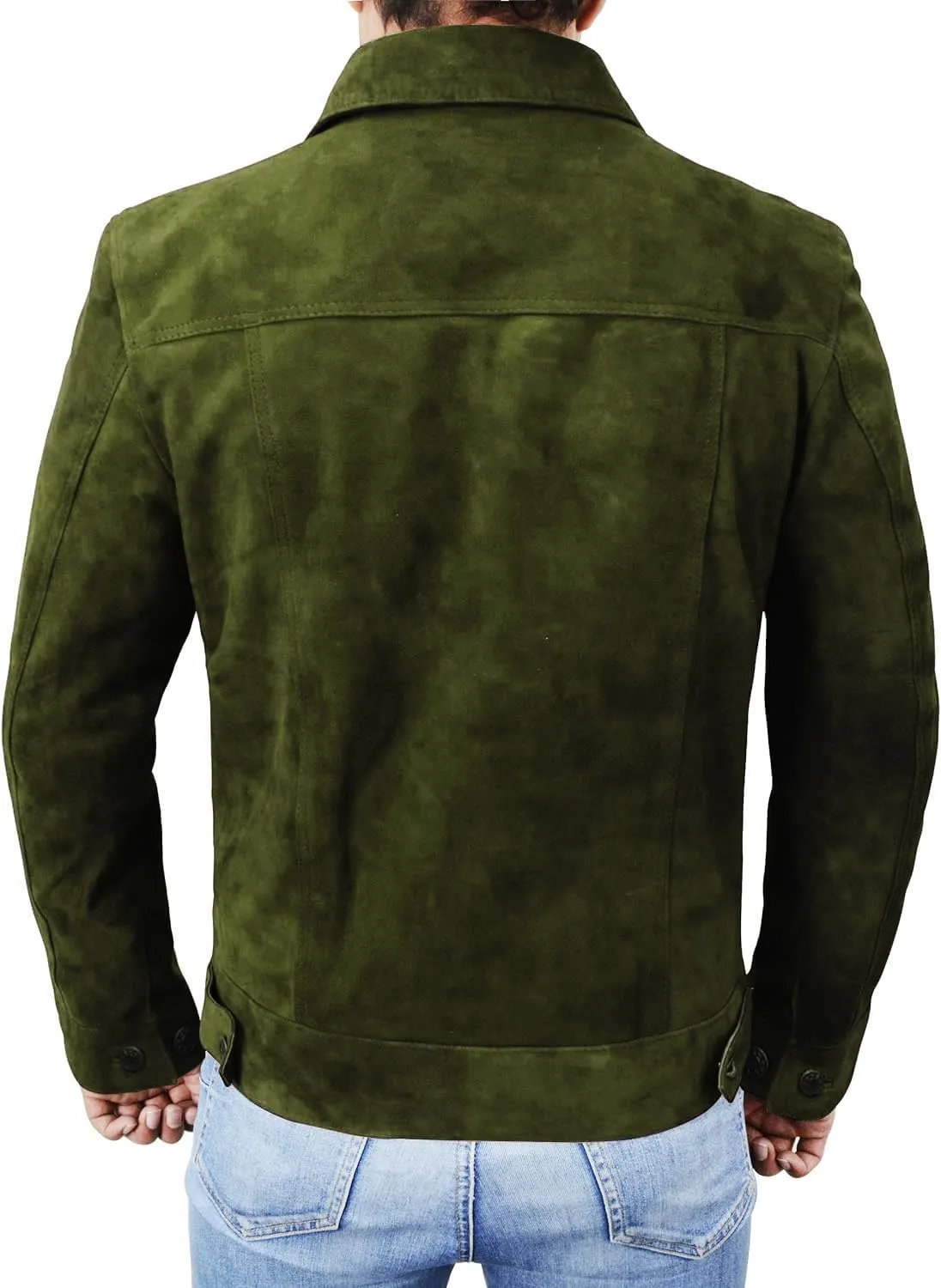 Suede Trucker Jacket Mens - Western Style Cowboy Leather Coat