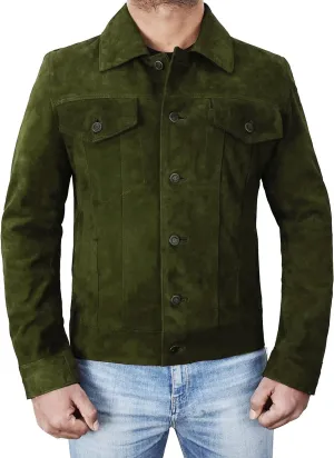 Suede Trucker Jacket Mens - Western Style Cowboy Leather Coat