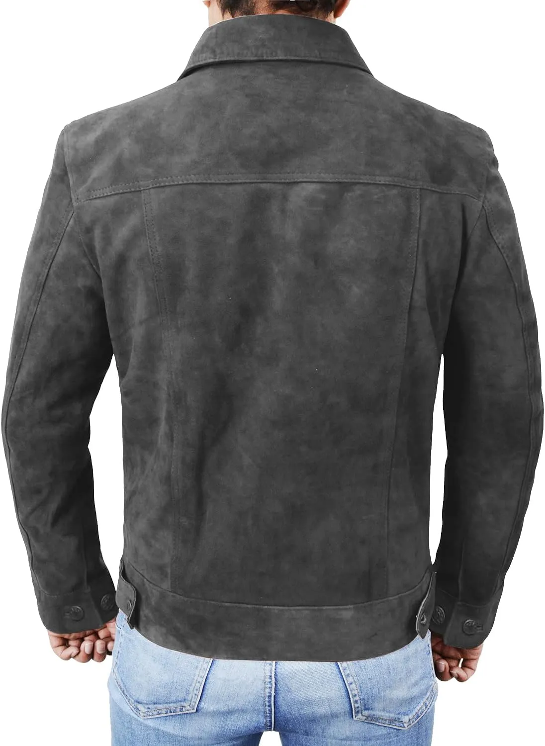 Suede Trucker Jacket Mens - Western Style Cowboy Leather Coat