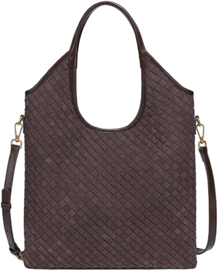 Suede Woven Shoulder Bag for Women Woven Leather Hobo Bag Tote Bag Large Crossbody Bag Retro Handbag Satchel