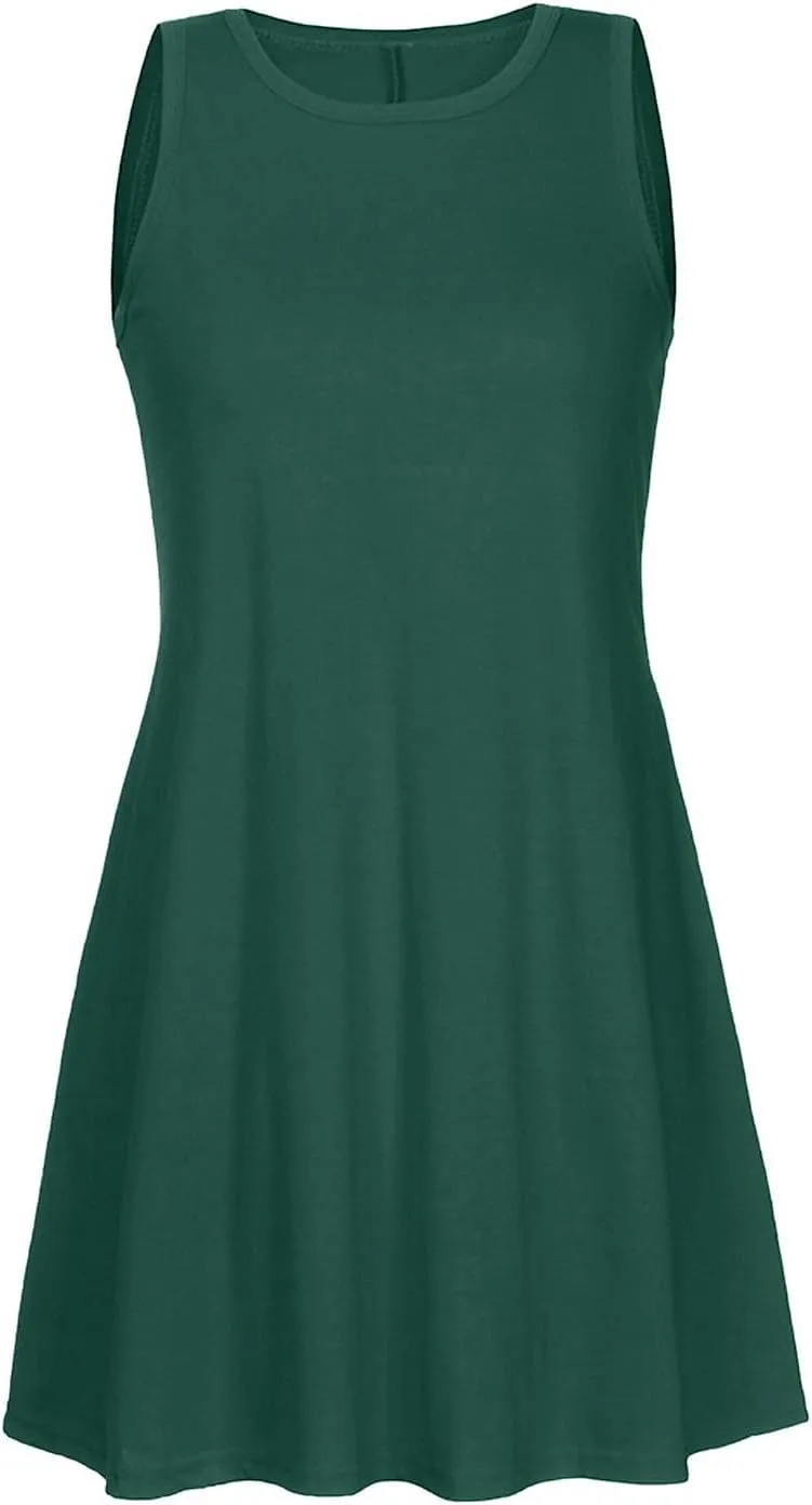 Summer Dresses for Women 2024 Casual Beach Sundresses Flowy Sleeveless Short Dress Fashion Loose Dress with Pockets