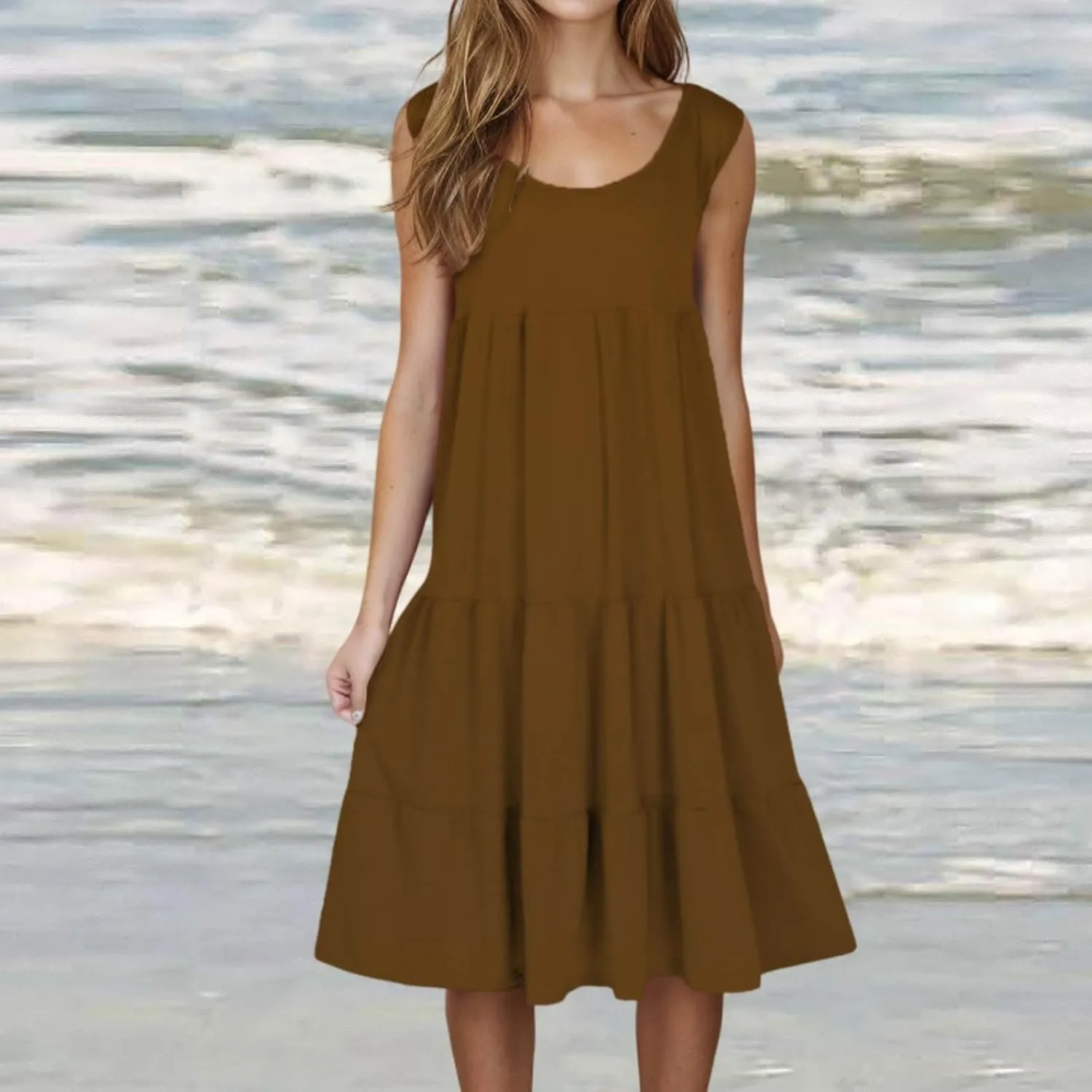 Summer Dresses for Women 2025 Trendy Plus Size Sleeveless Cute Sundresses Casual Loose Boho Beach Flowy Midi Dress