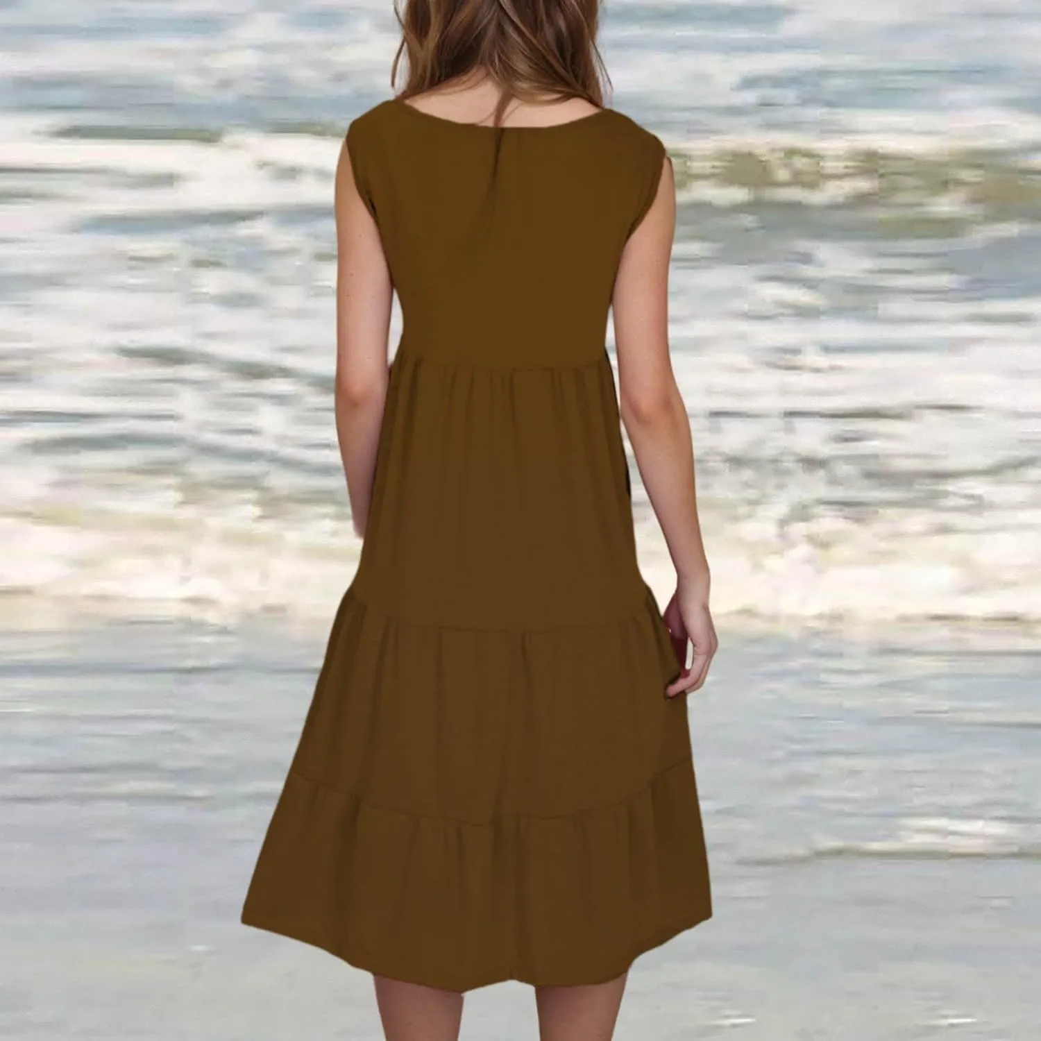 Summer Dresses for Women 2025 Trendy Plus Size Sleeveless Cute Sundresses Casual Loose Boho Beach Flowy Midi Dress