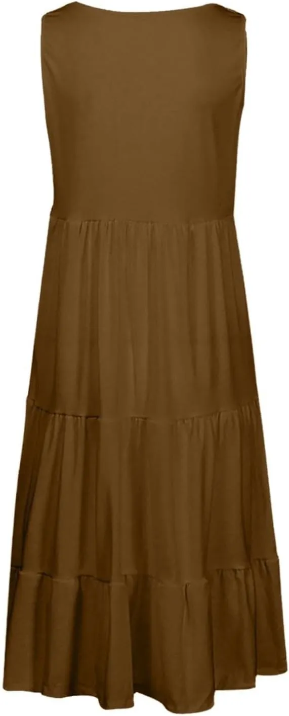 Summer Dresses for Women 2025 Trendy Plus Size Sleeveless Cute Sundresses Casual Loose Boho Beach Flowy Midi Dress