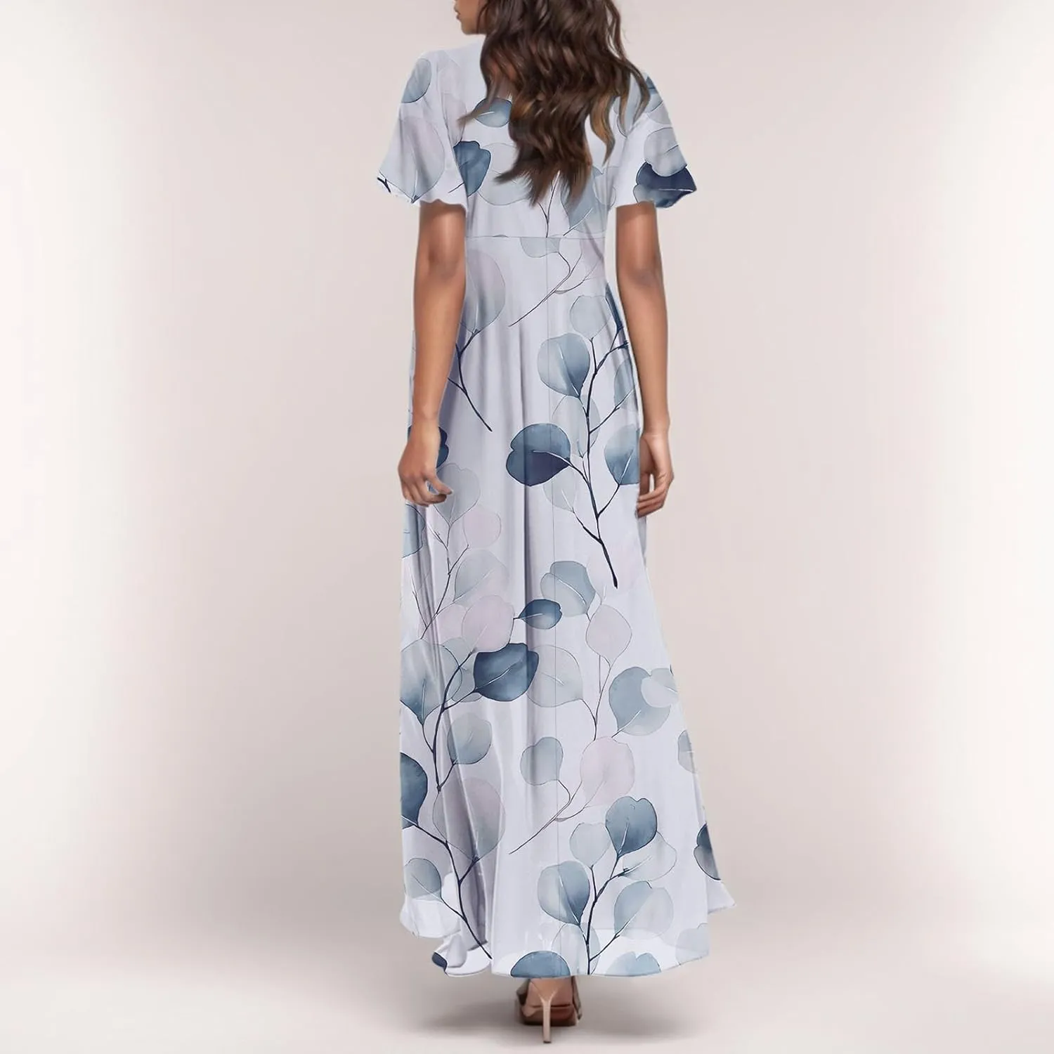 Summer Dresses for Women 2025,Elegant Chiffon Floral Boho Dress Semi Wedding Guest Dresses Floral Church Dress