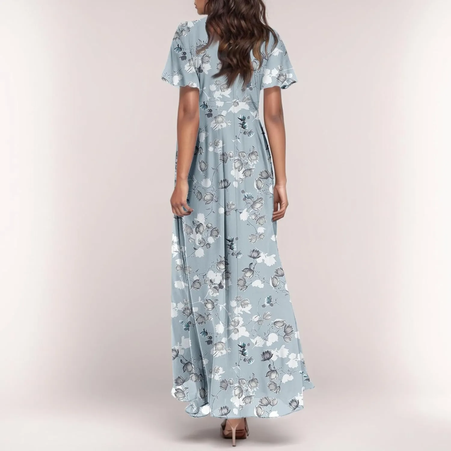 Summer Dresses for Women 2025,Elegant Chiffon Floral Boho Dress Semi Wedding Guest Dresses Floral Church Dress