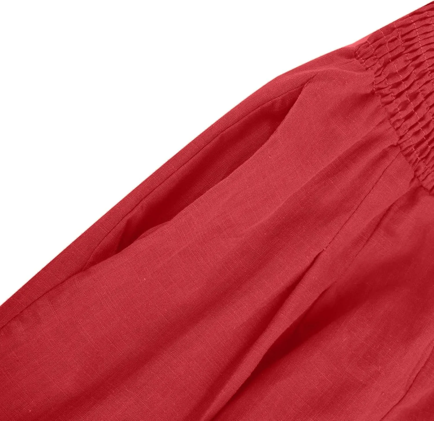 Summer Linen Pants Women Palazzo Pants Drawstring Elastic Waist Wide Leg Pants High Waist Lounge Pants Casual Trouser