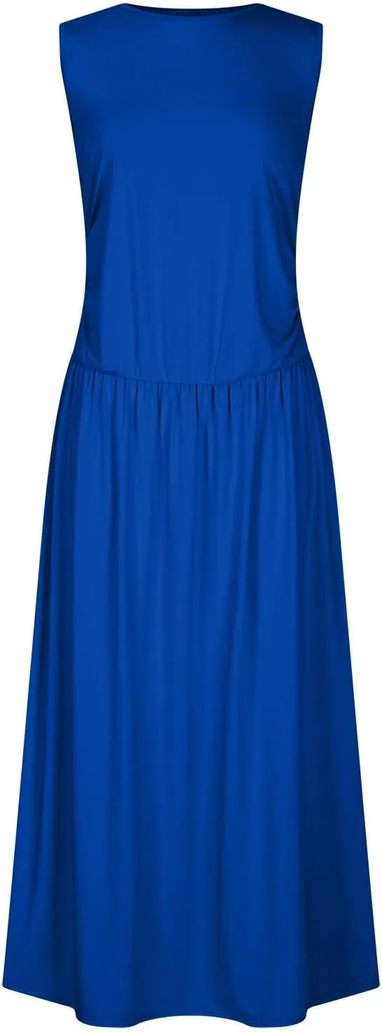 Summer Maxi Dresses for Women 2025 Sleeveless Formal Ruched High Waisted Long Sundress Flowy Beach Tank Dress Clothes